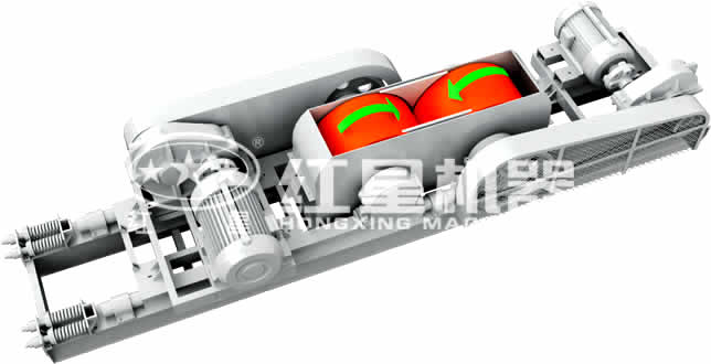 對(duì)輥破碎機(jī)工作原理圖 對(duì)輥破碎機(jī)工作原理圖