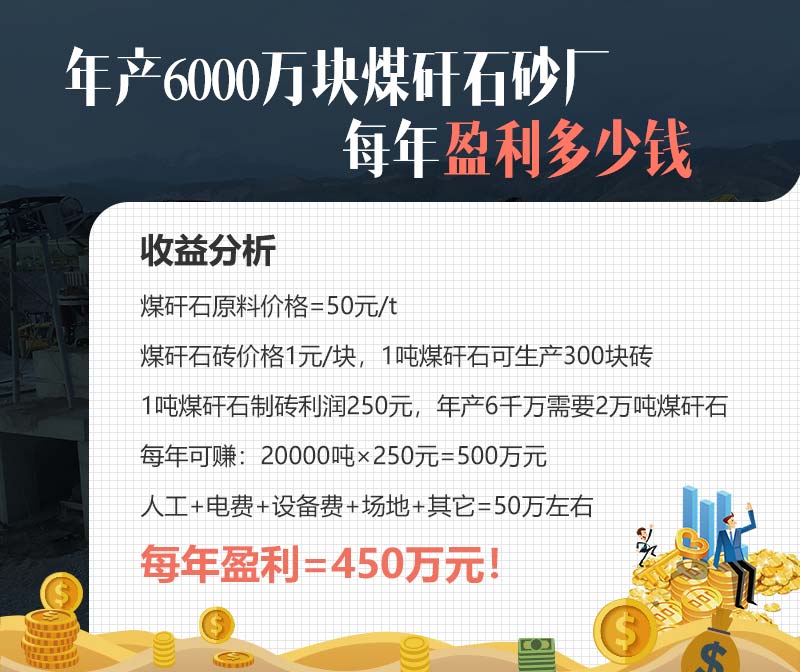 山西某年產6000萬塊煤矸石磚廠收益分析